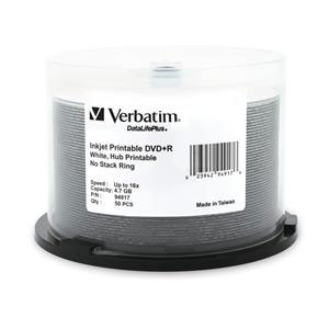 Verbatim 94917 DVD+R 4.7GB 16x Whte Inkjet 50pk