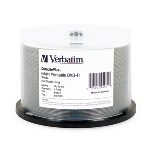 You may also be interested in the Verbatim 94917 DVD+R 4.7GB 16x Whte Inkjet 50pk.