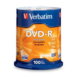 Verbatim 95102 AZO DVD-R 4.7GB 16x-100pk Spindle from Am-Dig
