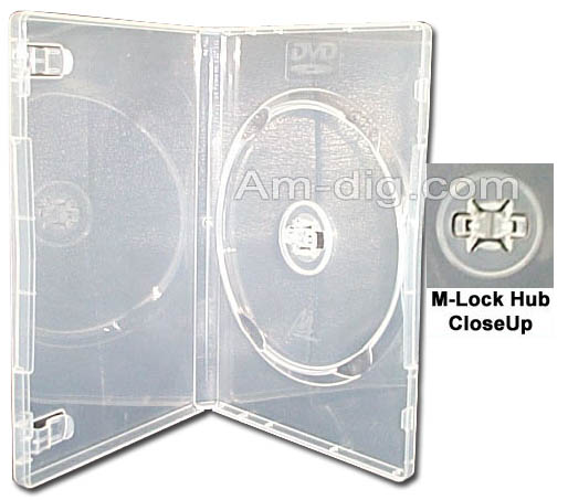 DVD Case - Clear Single M-Lock Hub 14mm Spine from Am-Dig