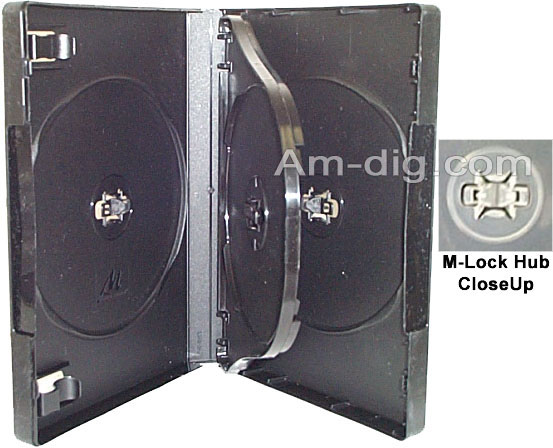 DVD Case - Black Quad with M-Lock from Am-Dig
