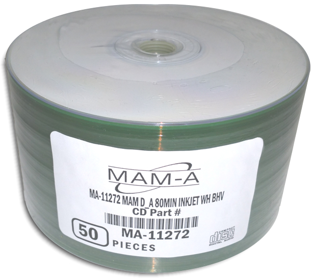 MAM-A 11272: CD-R DA-80 White InkJet Hub Printable from Am-Dig