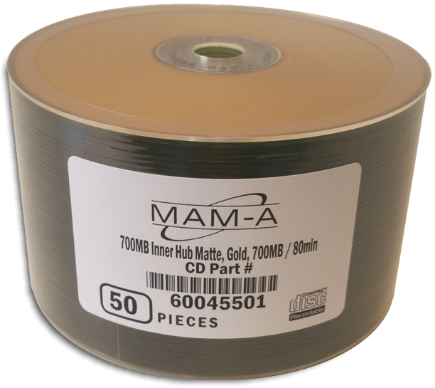 MAM-A 45501: GOLD CD-R 700MB No Logo Matte Stack from Am-Dig
