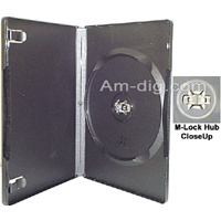 DVD Case - Black Single M-Lock Hub 14mm Spine