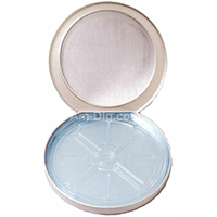 Tin CD/DVD Case Round D-Shape w/ Window Blue Tray