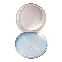 Tin CD/DVD Case Round D-Shape w/ Window Blue Tray