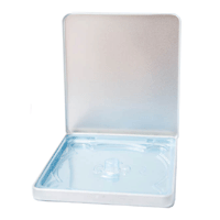 Tin CD/DVD Case Square Style no Window Blue Tray