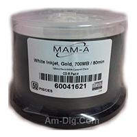 MAM-A 41621: GOLD 700MB CD-R InkJet White Cakebox