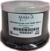 MAM-A 45447: GOLD Medical CD-R 700MB Logo Cakebox