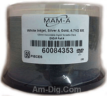 MAM-A 84353: DVD-R 4.7GB White Inkjet HubPrint S&G MAM-A 84353: DVD-R 4.7GB White Inkjet HubPrint S&G