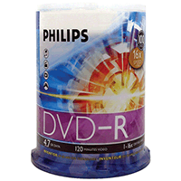 Philips DVD-R 16x 4.7GB in 100 Cakebox