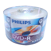 Philips DVD-R 16x White Inkjet Non Metalized Hub