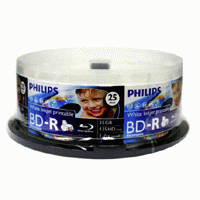 Philips BD-R 25GB 6x White InkJet in Cakebox