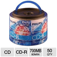 Philips CD-R Logo Top in 50 Bulk Pack w/ Handle