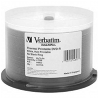 Verbatim 94853 DVD-R 4.7GB 8x White Thermal-50pk Verbatim 94853 DVD-R 4.7GB 8x White Thermal-50pk