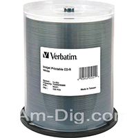 Verbatim 95251: CD-R 700MB 52x White Inkjet- 100pk Verbatim 95251: CD-R 700MB 52x White Inkjet- 100pk