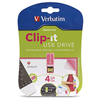Verbatim 97549: Clip-It Pink USB Flash Drive, 4GB Verbatim 97549: Clip-It Pink USB Flash Drive, 4GB